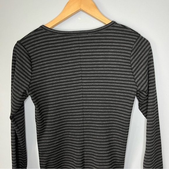 HATCH The Ruthie Long Sleeve Charcoal Heather Black Stripe Bodysuit Sz 2/M NWT - Picture 12 of 16